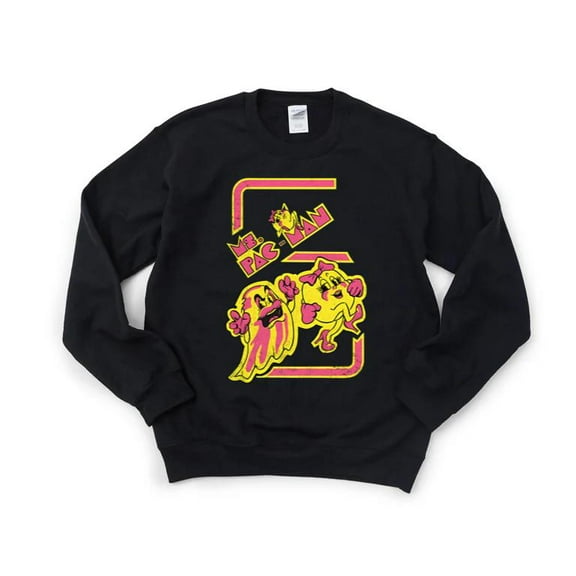 Ms Pac Man Vintage Retro 80s Arcade Video Game Classic Gaming Pixel Fan Sweatshirt, for men & women, up to size 5XL