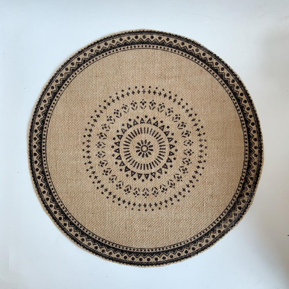Boho Round Placemat 15 Inch - Farmhouse Woven Jute Fringe Table Mats ...