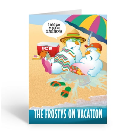 Funny Beach Chrsitmas Card - Melting Snowman Humorous Holiday Card - 30070 - Walmart.com