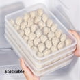 thumbnail image 4 of Stackable Dumpling Containers for Fridge, Frozen Dumpling Storage With Lids, Plastic Container Flat Storage Bins – 1.57X7.48X10.04 Inch Leakproof, Microwave And Fridge Safe(Clear), 4 of 9