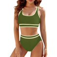 thumbnail image 4 of TEVEQ Tankini Swimsuits for Women Tummy Control Swimsuits for Women 2 Piece with Short Women's Two Swimsuit High Waisted Contrasting Colors Bikini Sets Double Shoulder Bathing Suits for 2024, 4 of 7