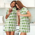 thumbnail image 4 of Kdxio Light green argyle Pattern Womens Short Sleeve Sleepshirt Scoopneck Cute Nightdress Ruffle Comfy Nightgown, 4 of 6