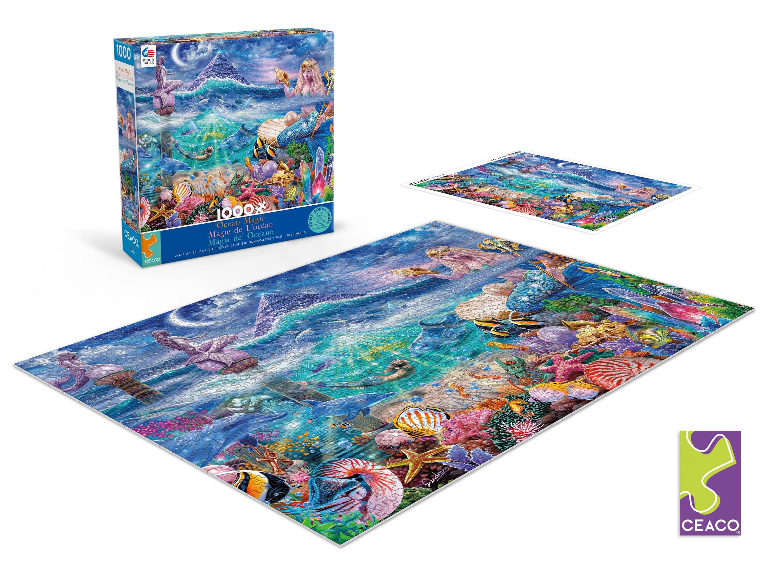 Ceaco 1000-Piece Ocean Magic Mermaid Sanctuary Interlocking Jigsaw Puzzle