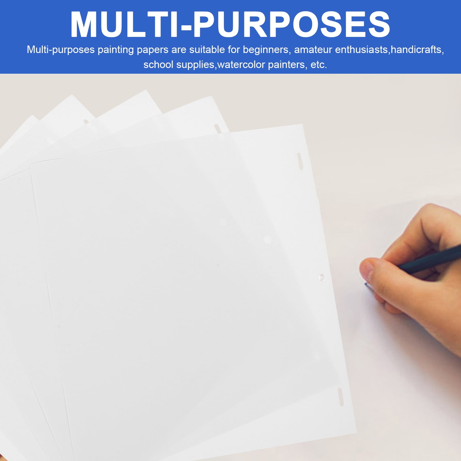 PBPBOX 200Pcs White Paper for Drawing with Three-Hole Design for Beginners Individual Painting