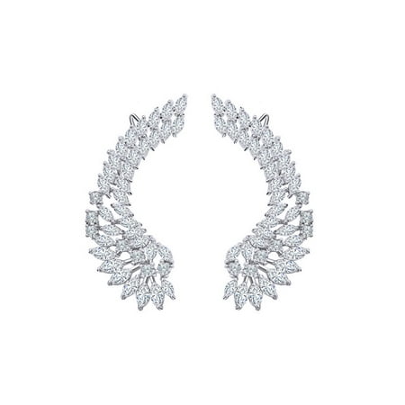 - Big Angel Wing Ear Crawler Earrings Simulated Cubic Zirconia In White Gold Over Sterling Silver