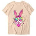 thumbnail image 3 of VBTAPA Women's Happy Easter Shirt Short Sleeve Funny Tops Rabbit Graphic Colored Eggs Print T-Shirts Easter Day Gifts Limited Time Sales Khaki XXL, 3 of 5