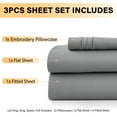 thumbnail image 4 of Lux Decor Twin Size Sheet Set, 3-Piece Plain Soft Microfiber – Deep Pocket Queen Bed Sheets, Includes 1 Fitted Sheet, 1 Flat Sheet, 1 Pillowcase, Dark Gray, 4 of 10