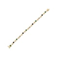 thumbnail image 2 of Gem Stone King 18K Yellow Gold Plated Silver Green Nano Emerald and Black Onyx and White Lab Grown Diamond Bracelet for Women (2.40 Cttw, Gemstone May Birthstone, Round 4MM, 7 inch), 2 of 6