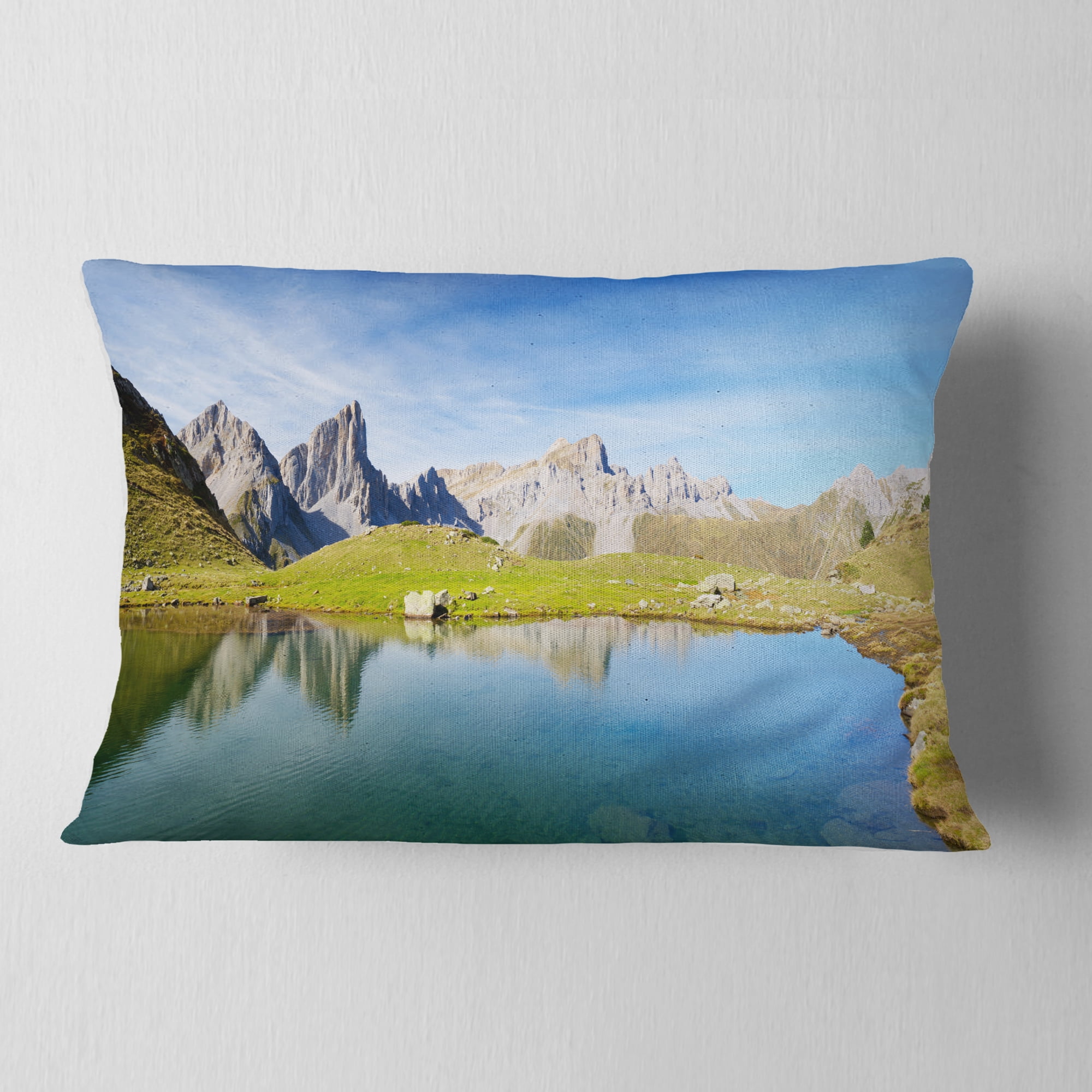 Designart Pyrenee in France Panorama - Landscape Printed Throw Pillow - 12x20