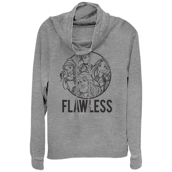 Junior's Disney Princesses Flawless  Cowl Neck Sweatshirt Gray Heather X Large