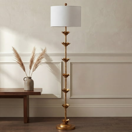 Safavieh Landen Leaf Floor Lamp 63.5 in., Antique Gold, Off-White Shade