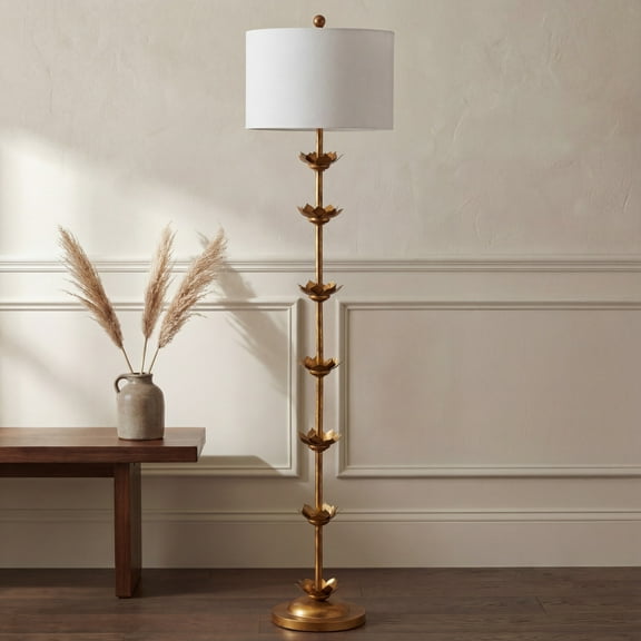 Safavieh Landen Leaf Floor Lamp 63.5 in., Antique Gold, Off-White Shade