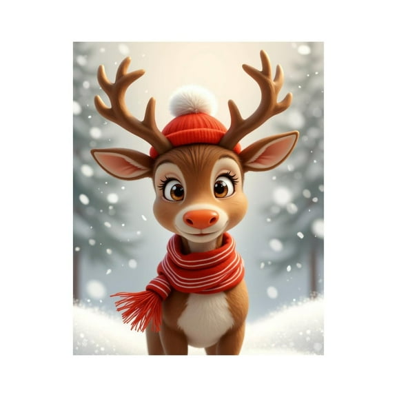 Paint by Numbers Kit for Adults, Cute Reindeer Winter Scene Paint by Numbers, Easy Paint by Numbers Kit for Adults Beginner, DIY Adult Paint by Number Kits on Canvas, Home Decor