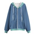 thumbnail image 5 of BXINGOHAI Women's Thin Fleece Hoodies Full Zip Up Sweatshirts With Pockets Solid Long Sleeve Casual Hooded Jackets Navy,M, 5 of 5