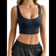thumbnail image 2 of Camiseta Básica Sin Mangas para Mujer, Cuello en U, Ropa Informal de Verano. Azul Marino M, 2 of 8