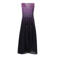 thumbnail image 4 of Bigersell Formal Dresses for Women Summer V-Neck Sleeveless Midi Dress Pleated A-Line Dresses Asymmetrical Dress Style B-3 Evening Cocktail Party Flowy Dresses Casual Sundress, Purple_D, 4 of 5