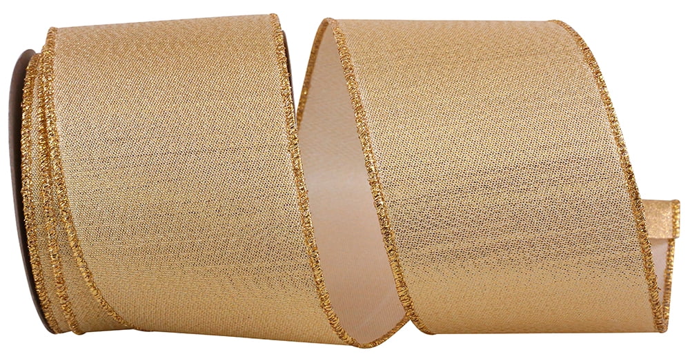 Reliant Gold Reliant Ribbon - 9600M-035-40F, Lame Wired Edge Ribbon, Gold, 2-1/2 ...