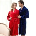 thumbnail image 4 of Penkiiy Flannel Bathrobes for Women Women's And Men's Flannel Pajamas Bathrobe Long Pajamas Lovers' Home Clothes Red Nightgowns, 4 of 4