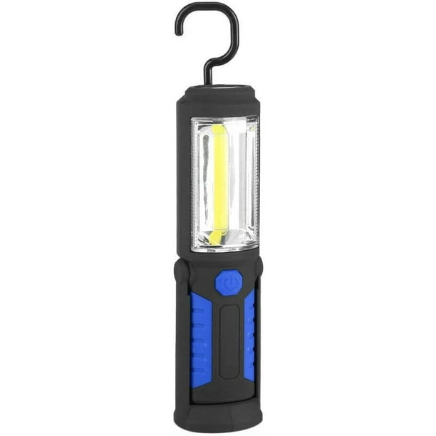Lampe de Travail LED Rechargeable avec Magnétique Lampe de Torches de LED  2200mAh COB LED 650Lm 3W pour Auto Garage Atelier Camping Bricolage  22x5x4cm(Bleu) 