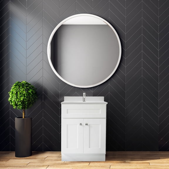 Brookings 25 Inch Bathroom Vanity with Top, Ready to Assemble, Sherwin Williams® White – Design House, 584888