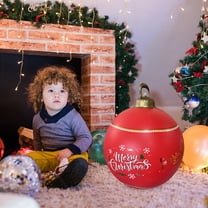 Light Up PVC Inflatable Christmas Ball,24 Inch Large Outdoor Decorated Ball Outdoor Christmas Decorations,New Years Christmas Ornaments with Light,Remote for Yard & Pool Decorations (Red) (Red) (red)