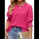 thumbnail image 1 of Blusas Elegantes e Informales para Mujer, Cuello , Mangas 3/4 y Puños Fruncidos. Rosa Roja L, 1 of 9