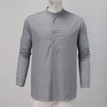 thumbnail image 1 of Camisas Hombre Camisetas para Man Manga de la Manga de Linaje Daily Casual Loose Top (Grey, M), 1 of 5