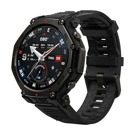Amazfit T-Rex 3 Pro Outdoor Smart Watch 48mm Sapphire AMOLED Display, Ti Bezel, Dual Band GPS, Offline Maps, 25 Days Battery, Built-in Flashlight, 10 ATM, 180  Sports Mode for Android & iPhone, Black