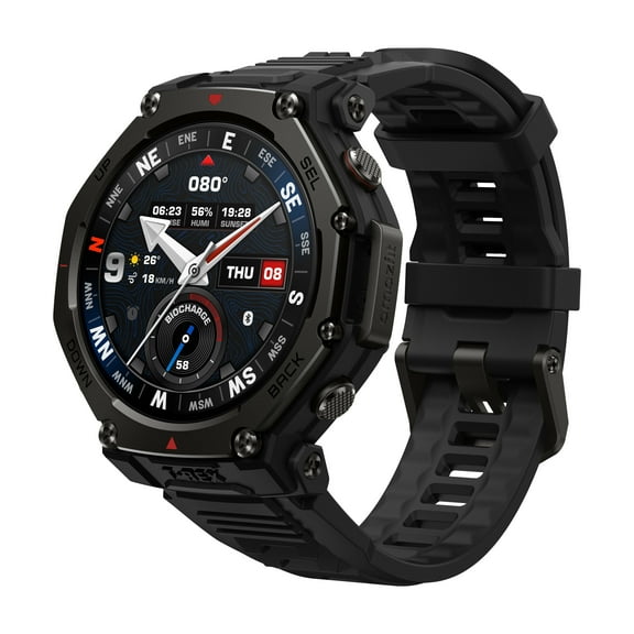 Amazfit T-Rex 3 Pro Outdoor Smart Watch 48mm Sapphire AMOLED Display, Ti Bezel, Dual Band GPS, Offline Maps, 25 Days Battery, Built-in Flashlight, 10 ATM, 180  Sports Mode for Android & iPhone, Black