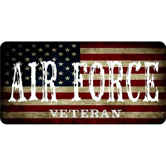 U.S. Air Force Veteran On Worn U.S. Flag Photo License Plate