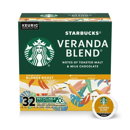 Starbucks Veranda Blend, Hot or Iced Coffee, Blonde Roast K-Cup Coffee Pods, 32 Count​
