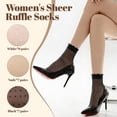 thumbnail image 2 of Bocaoying Womens Sheer Ruffle Socks, 20 Pairs Lightweight Nylon Summer Lace Trim Sock, Nude-Black-White, 2 of 7