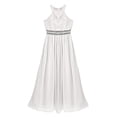 thumbnail image 3 of iEFiEL Girls Halter Neck Chiffon Floral Lace Party Dress Rhinestone Trim Wedding Bridesmaid Gown, 3 of 7