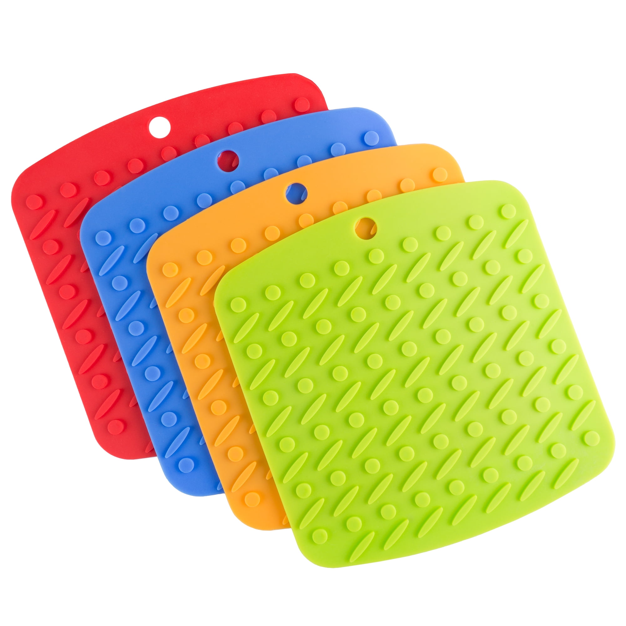 SET OF 4 SILICONE TRIVETS WITH SPOON REST 