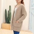 thumbnail image 3 of UQJfacai Girls Cardigan Kids Fuzzy Sherpa Long Sleeve Open Front Sweater Lightweight Soft Outerwear Coat with Pockets 5-14 Years, 3 of 7