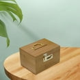 thumbnail image 3 of segolike Wood Money Box Metal Handle Vintage Antique Rectangle Password Storage Box, 3 of 8