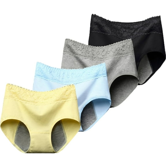 Baywell Women's Stretch Cotton Underwear Mid Waisted Panties Soft Breathable Briefs 4 Pieces (Weight)88-170LBS