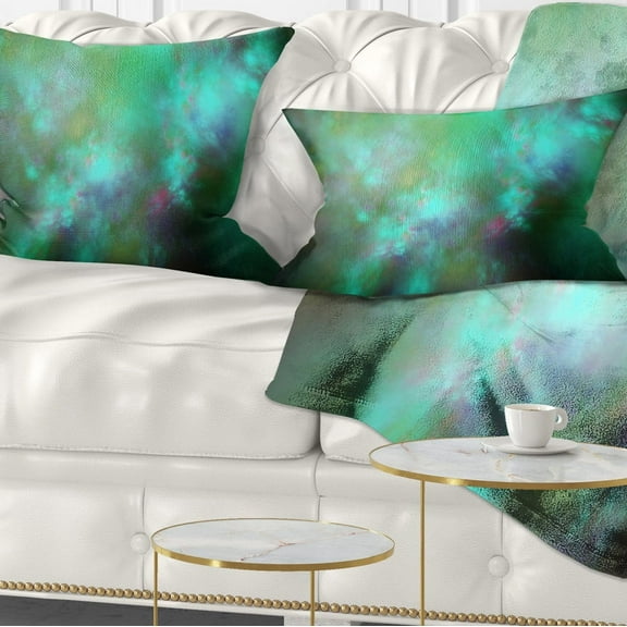 Designart Blue Fractal Sky with Blur Stars - Abstract Throw Pillow - 12x20