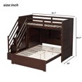 thumbnail image 2 of Harper & Bright Designs L-Shaped Bunk Bed Twin over Full Size with Wardrobe and Bookshelf, Storage Stairway Bunk Bed with USB Charging Station and LED Light for Bedroom, Espresso, 2 of 17
