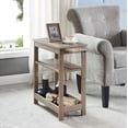 thumbnail image 1 of Rutland Side Sofa Table With Open Shelves & Pull-Out Tray, Walnut Wood, 1 of 2