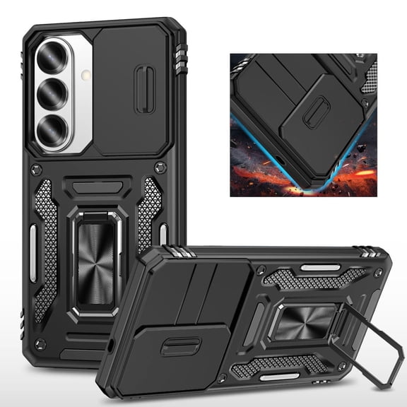 Kebiory for Samsung Galaxy S26 Case,Finger Ring Holder Kickstand,Heavy Duty Shockproof Full Body Phone Case for Samsung Galaxy S26 2026 - Black