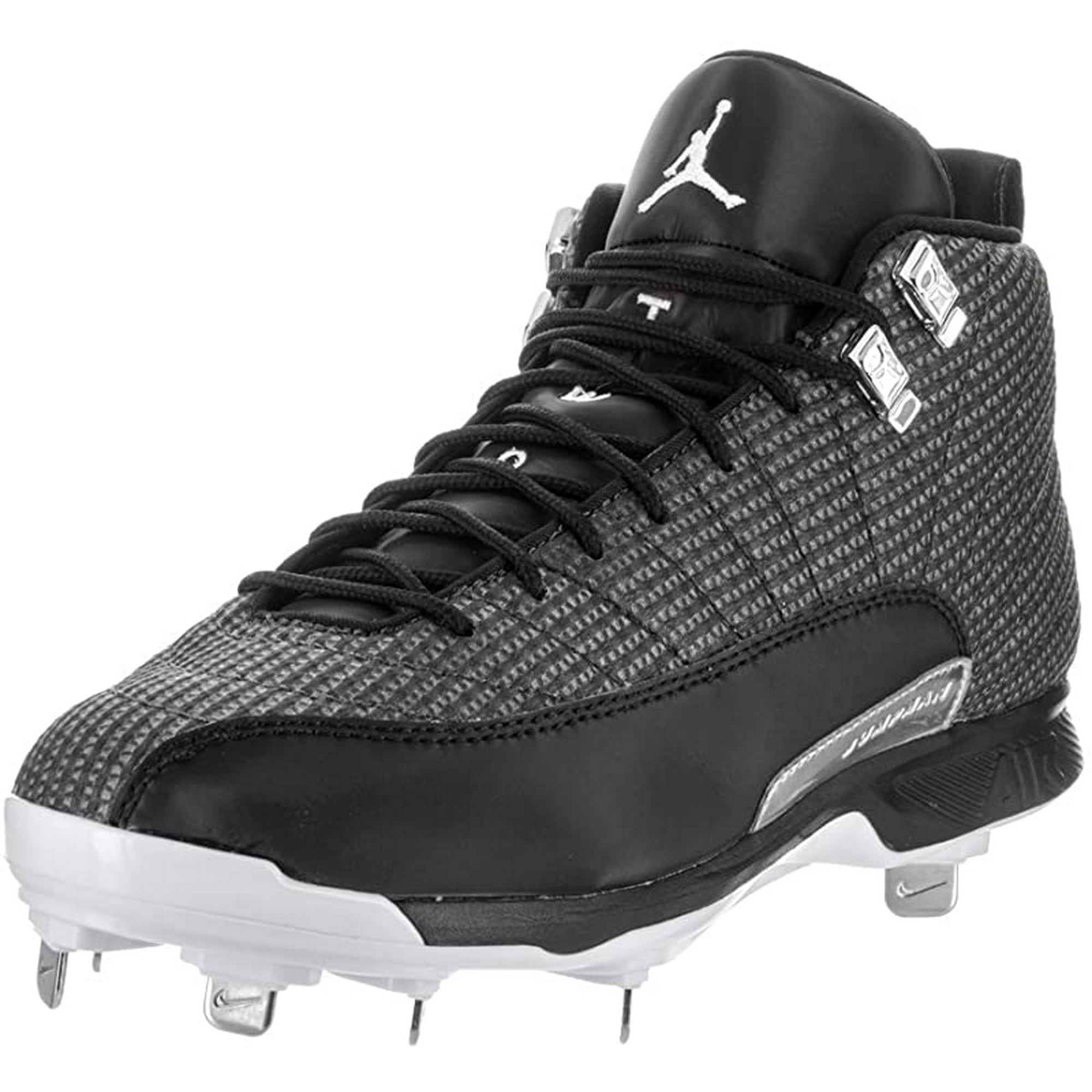Nike Men's Jordan XII Retro Baseball Cleat, Black/White/Silver, 11