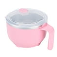thumbnail image 2 of Recipiente para fruta para llevar, elegante recipiente para fideos y sopa de acero de 900 ml en color rosa con tapa, 2 of 8