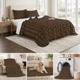 thumbnail image 6 of King Quilt Set 96''x106'', Dark Brown Rattan Lightweight Summer Bedspread Coverlet Set with 2 Pillow Shams, Vintage Abstract Wicker Texture Breathable All Season Quilt Bedding for Bedroom/Guest Room, 6 of 9