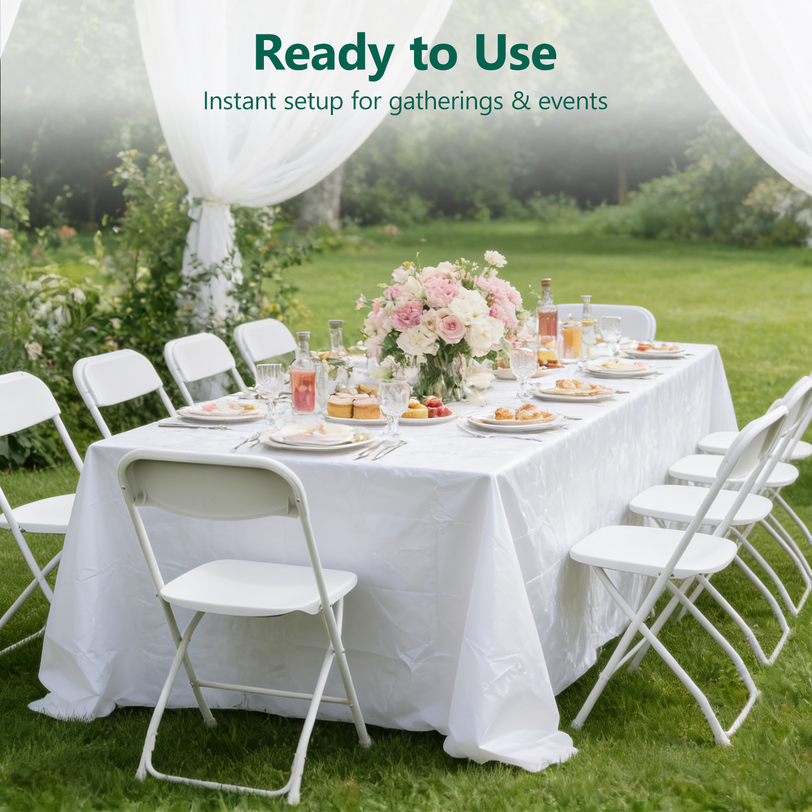 WASUHE 10-Pack White Folding Chairs with Metal Frame photo 7