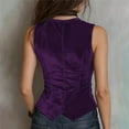 thumbnail image 5 of MOJOGO Women's Velvet Vest V Neck Button Down Sleeveless Jackets Dressy Single Breasted Blazer Suit Vests Purple 2XL, 5 of 5