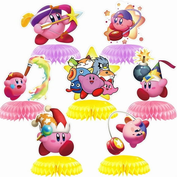 Kirby Star Honeycomb Centerpieces Table Toppers Decorations for Birthday Party Decor Supplies
