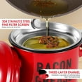 thumbnail image 4 of Bacon Grease Container with Strainer with Food Safe Silicone Spatula 46oz Enamel Rural Fat Container Keeper Recipe Dishwasher Safe, 4 of 10