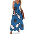 thumbnail image 1 of Vestido sin mangas con patrón de bolos para mujer, vestido de fiesta, vestido de cumpleaños para mujer, 1 of 7