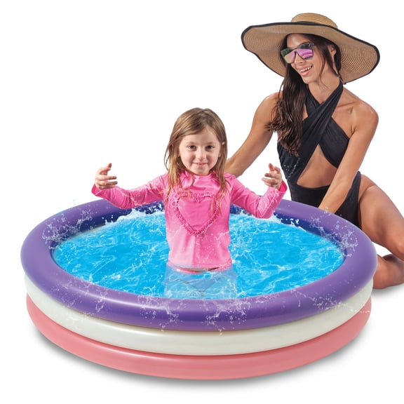 CoTa Global Inflatable Swimming Pool, 3 Ring Rose Gold, Pearl, and Purple Kiddie Pool, Round, Non-Inflatable Bottom, 40x10 Inches, 1 Pack